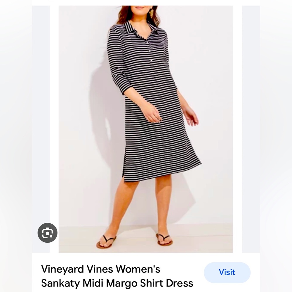 Vineyard Vines black/ white striped Sankatay midi polo dress xsmall NWOT - Picture 2 of 7